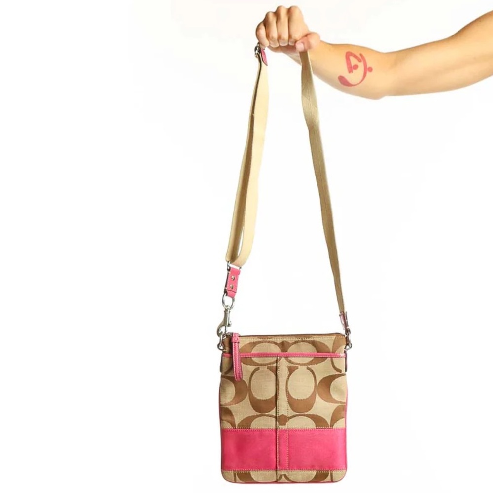 COACH Pink Brown Swing Crossbody Bag